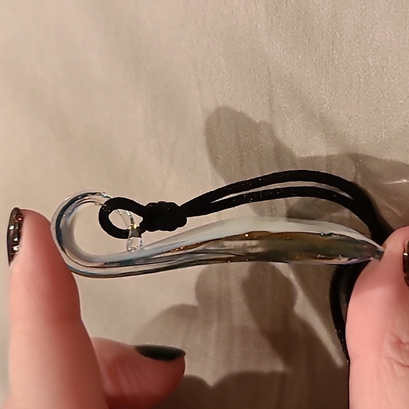 Blue gold and white swirl glass necklace - Picture 3 of 5